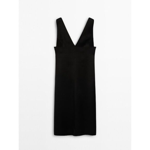 Massimo Dutti Dresses & Skirts - Massimo Dutti Women Midi Dress EU 36 US 4 Black Sleeveless Deep V Neck NWOT